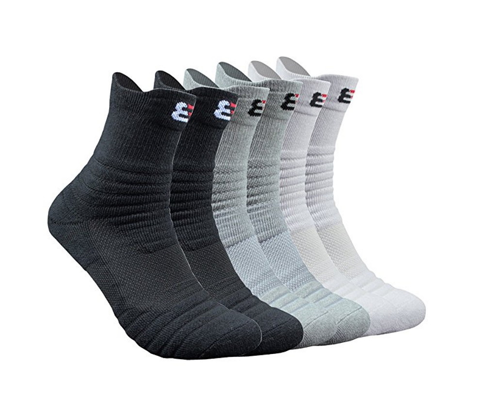 3-Pair Mens Compression Sports Socks Cotton Athletic Mid Crew Training Running