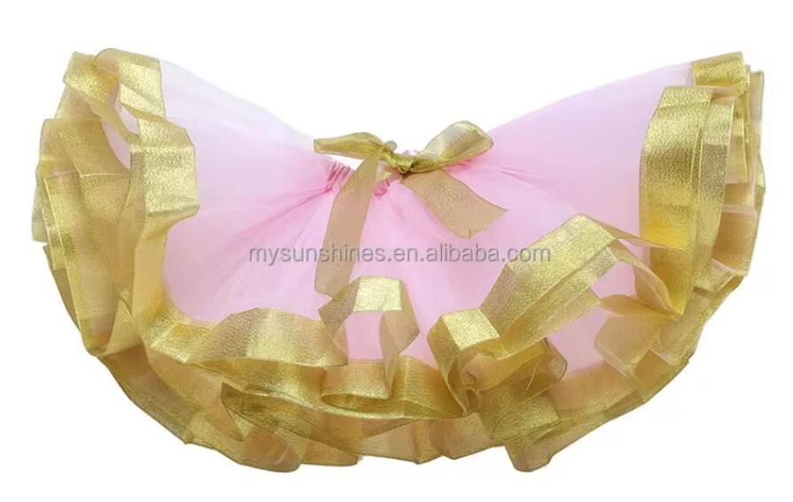 Bebé Niñas Tutú de Ballet Dorado Plata Cinta Pullover Falda Baile Fiesta Disfraz