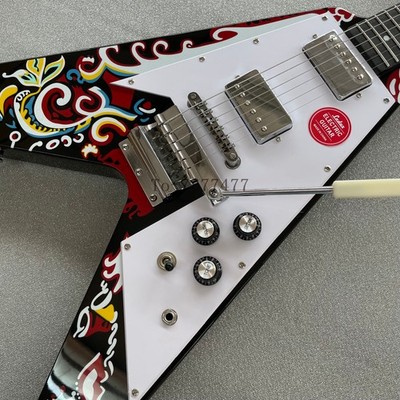 Jimi Hendrix Psychedelic Electric Guitar HH Pickup Solid Body Tremolo Bridge