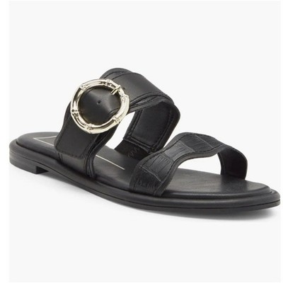 Dolce Vita size 6 Black Sandals Aperol Scalloped NEW Slides Shoes $119