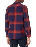 Herren Flanellhemd XL Dunkelblau Orange Karo Amazon Essentials Baumwolle