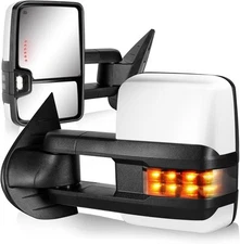 Towing Mirrors for 2007-2013 Chevy Silverado Avalanche Dotted Light, White 