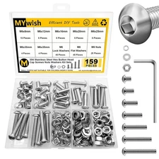 Mywish 159-Piece M6 Screw Assortment Kit - 304 Stainless 159Pcs M6, SIiver 