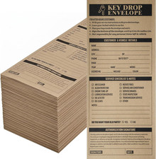 500 Pcs Key Drop Envelopes, 10 Self-Sealing, 28Lb Brown Kraft Paper Night Drop