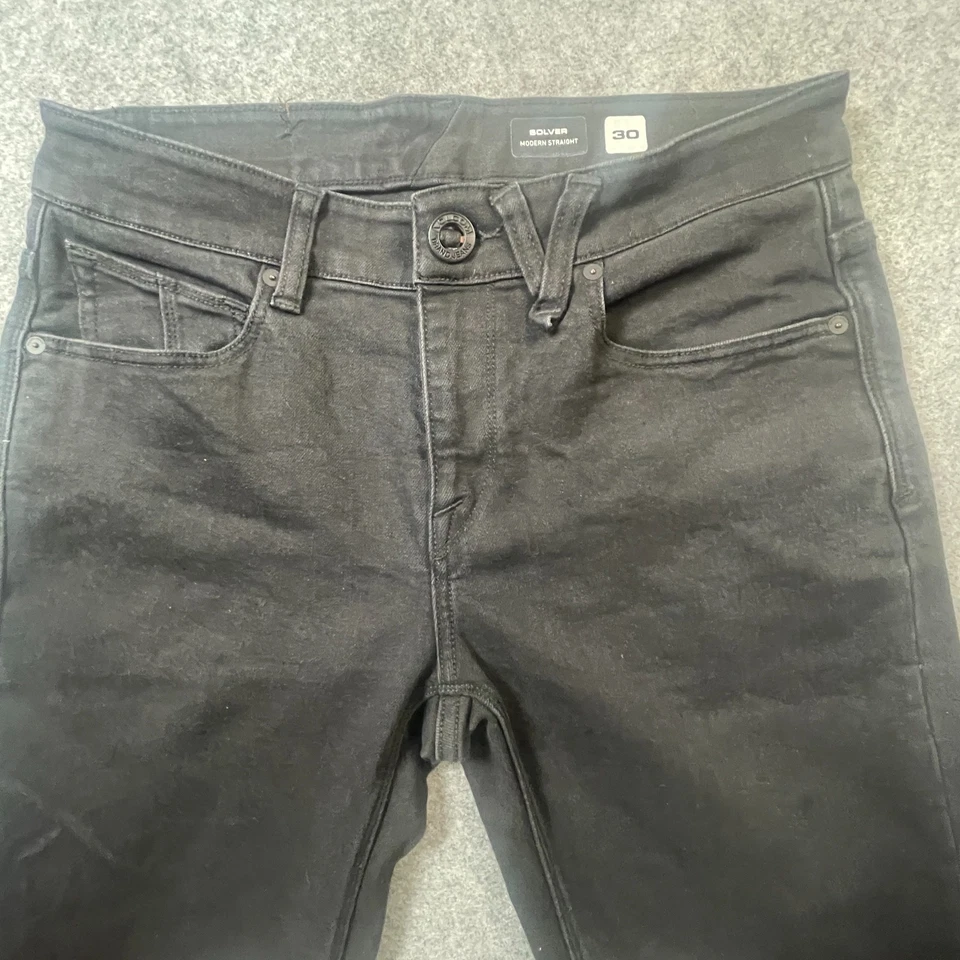 Volcom Solver Modern Straight Mens Jeans Size 30 W30 L32 Reg Black Soft Denim - Image 4 of 4