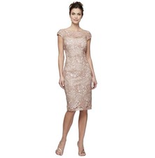Alex Evenings Women s Floral Embroidered Cocktail Sheath Dress, Rose Gold, Sz 6