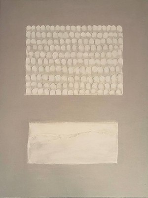 Modern Abstract Painting Beige Minimalist Textured Wall Art 70x90  Handmade