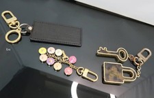 LOUIS VUITTON Bag Charm Key ring chain 3 Set LV AUTH Porte Cre Pastille Pink F/S