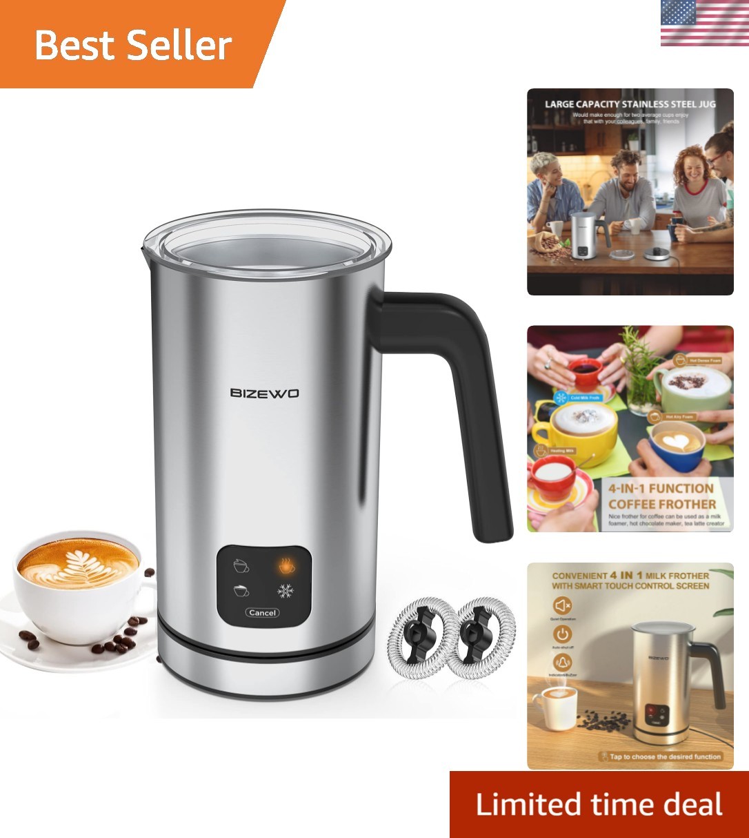 Compact Electric Milk Steamer - Perfect for Rich Coffee Foam & Hot Chocolate-image