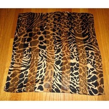 Vintage Tan Black Leopard Print Scarf pinup retro rockabilly head scarf bow