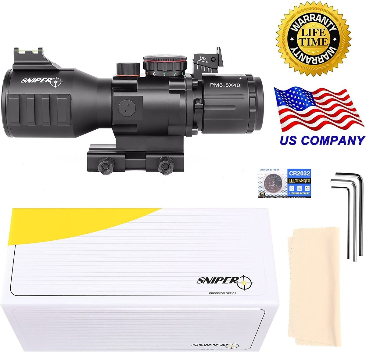 Sniper PM3.5X40 Prism Scope Long Eye Relief illuminated Reticle