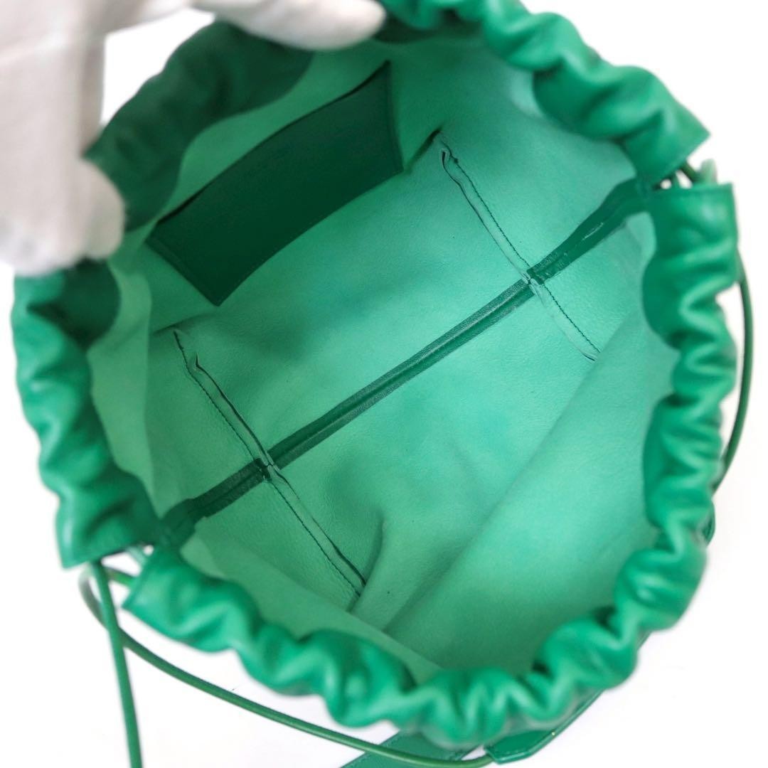 Jil Sander Green Leather Dumpling Drawstring Bag Japan — image 7