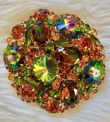 Juliana 3D Watermelon Margarita Rivoli Rhinestone Aurora Borealias Brooch Book