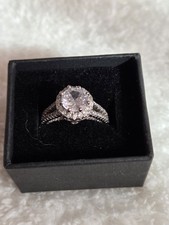 Silver Plated Diamante Ring Size P No Box
