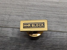 Vintage Gold 1/10 10k H&R BLOCK Employee Award Tie Tack / Lapel Pin 10K 