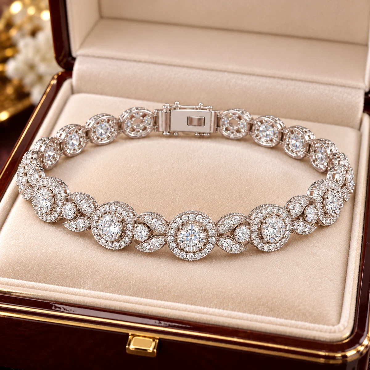 Lab Grown Diamond Round Cut Wedding Bracelet 10K White Gold 13.00 CT