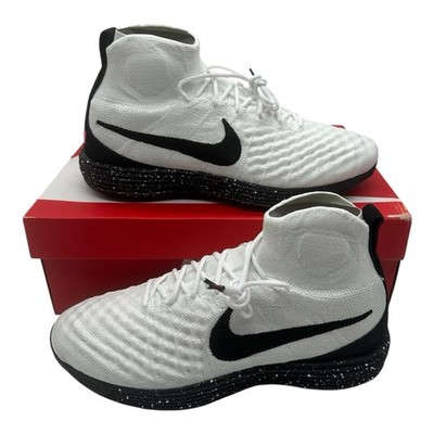 Nike Lunar Magista II Flyknit FK FC Soes Mens 10 White Black Sneakers 876385-100