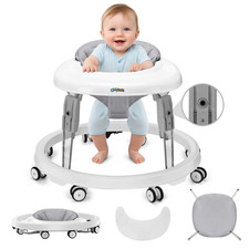 Baby Walker with Wheels, One-Touch Folding Portable Baby Walkers with Height Adj