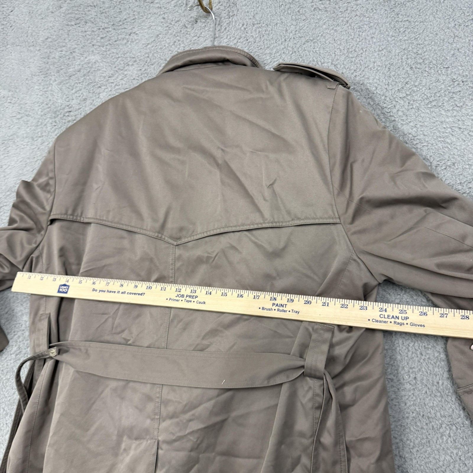 Vintage Towne London Fog Coat Mens 42 Short Tan Rain Trench Belted Lined 80s