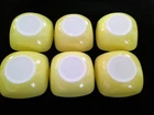 Vtg 1956 - 1962 Early PYREX set SIX #410 Primary Yellow Small Square Bowls 12oz