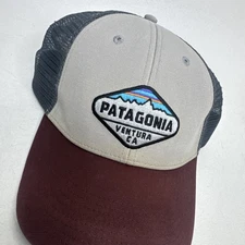 Patagonia Hat Cap Gray Red Fitz Roy Crest LoPro Trucker Embroidered Ventura EUC