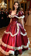 Red Special Victorian Wedding Dresses Ball Gown Medieval Ruffled A-Line Elegant