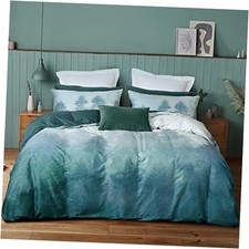 100 Cotton Duvet Cover Set Queen Size, Misty Forest Queen  90"x90"  Green
