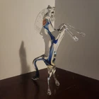 Vintage Murano Figure Horse Hand Blown Clear Glass Blue Stripe 9 Made In Italy