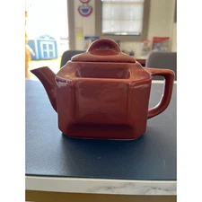 Vintage Ceramic Brown Octagon Tea Pot with Lid Kitchenware