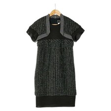 CHANEL Dress Short Sleeve Tweed Mesh Switch Size 38 P45948W05299 Black Multicolo