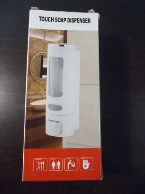 New In Open Box Manual 400ml Touch Soap Dispenser White/Metallic Silver Accents