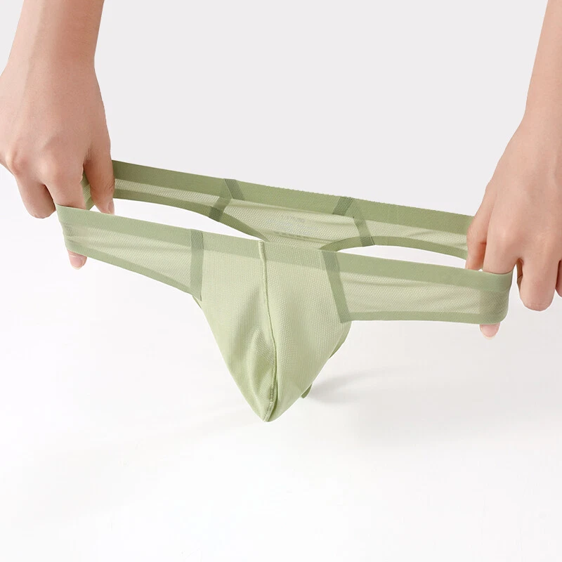 Men's  Ice Silk Sexy Thongs Underwear Soft Transparent Breathable T-back M-2XL - Image 4 of 4