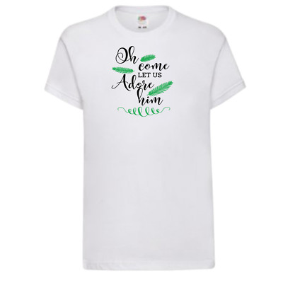 O Come Let us Adore Him lustiges Kinder Weihnachten T-Shirt - personalisierbar