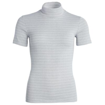 Conta Damen halbarm Unterhemd Stehkragen Thermo geringelt Shirt 1/4 Arm angeraut