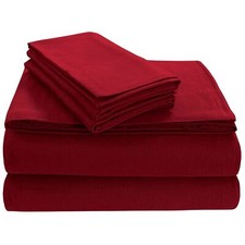 Tribeca Living FLSOEDSS Luxury Solid Flannel Deep Pocket Sheet Set, King, Dar...
