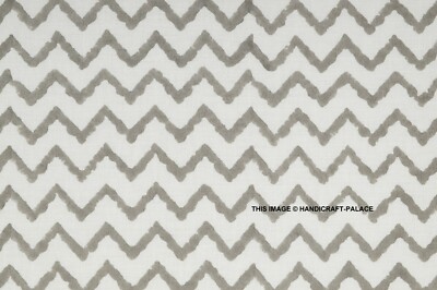 100% Baumwolle Natürlich Gefärbt Chevron Stoff 4.6m Indisch Hand Blockdruck