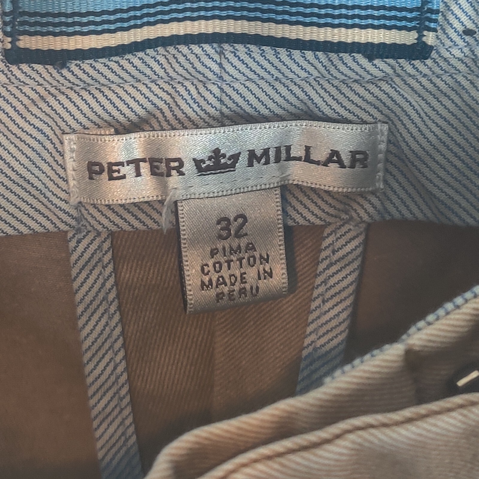 Peter Millar Pants Men 32 Solid Beige Flat Front … - image 10