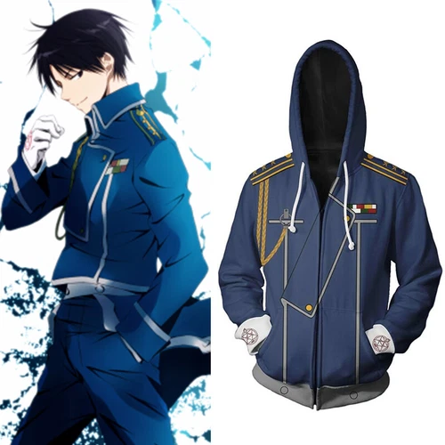Anime Fullmetal Alchemist Military Cosplay Hoodie Casual Hooded Coat
