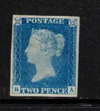 Great Britain #2a (SG #6) Extra Fine Mint Gem Rare Pale Blue Shade Plate 1