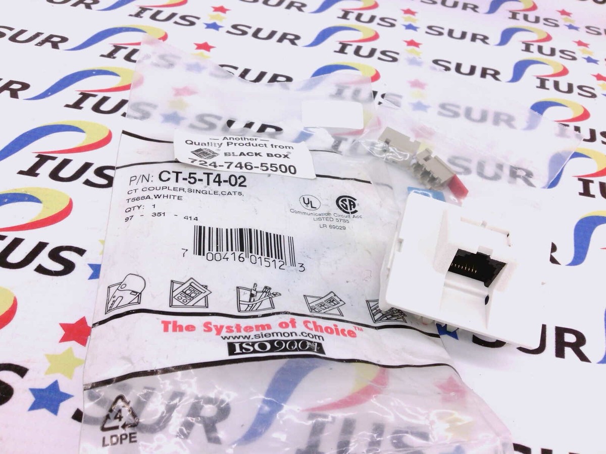 NSOP Siemon CT-5T4-02 CT Coupler Angled Cat5 5E White Outlet
