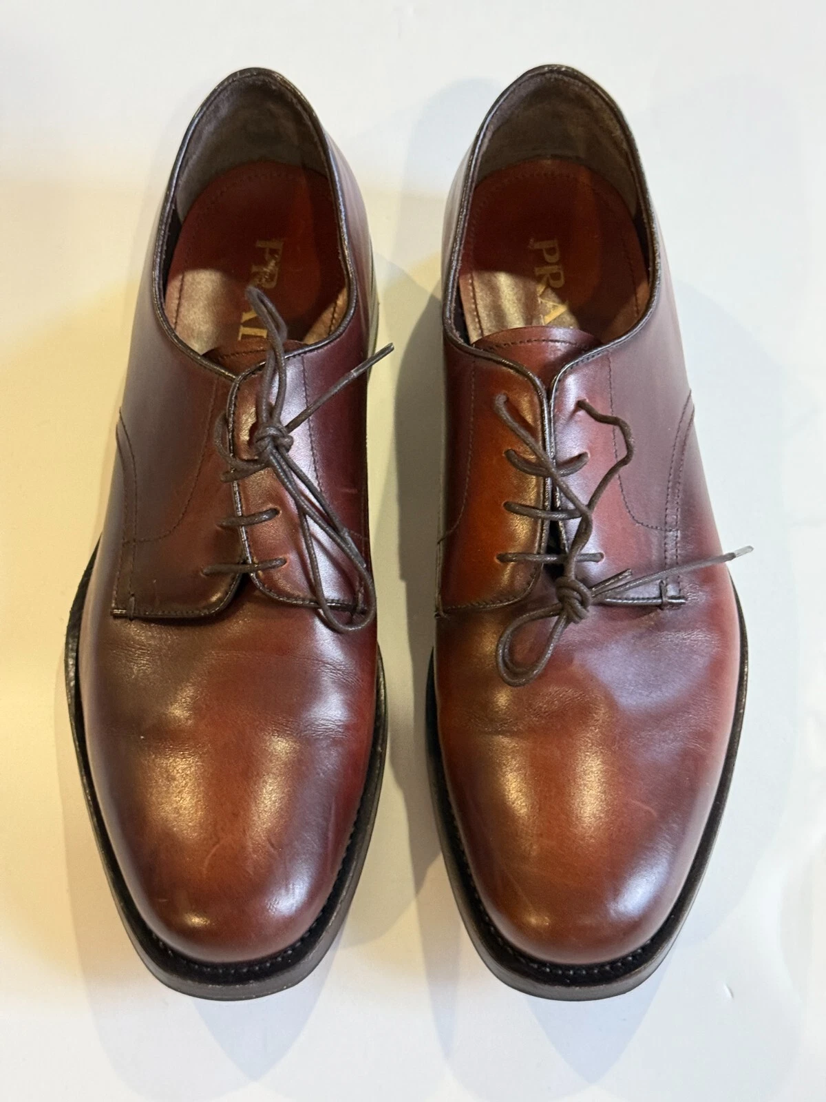 PRADA Scarpe eleganti derby vintage marrone (2EB168) Uomo 9