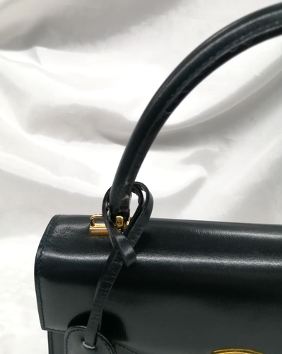Gucci Lady Lock Top Handle Handbag Black Leather w/ Key & Mirror Used Authentic - Picture 7 of 24
