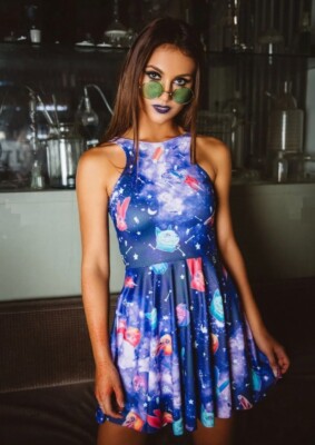 BlackMilk Space Skulls Reversible Skater Size Medium M