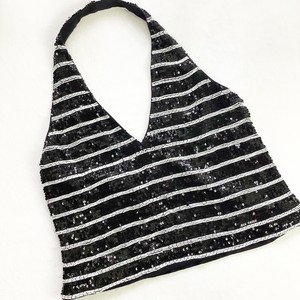 black and white striped halter top