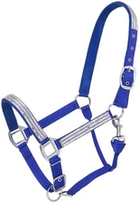 Nylon Halter - Loaded with Crystals - Horse Size - Adjustable - 4 Colors