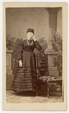 WOMAN WITH RINGLET CURL BANGS, HAND AT CHIN. CDV. ATTICA, INDIANA.