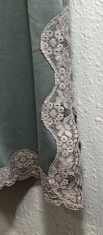 Vestido sin Mangas Soma Intimates L Verde y Encaje Babydoll Camisón Lencería Elástica Foto 4 de 4