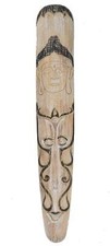 Bianco Buddha Maschera da Parete 100cm IN Legno Asia di Appendere