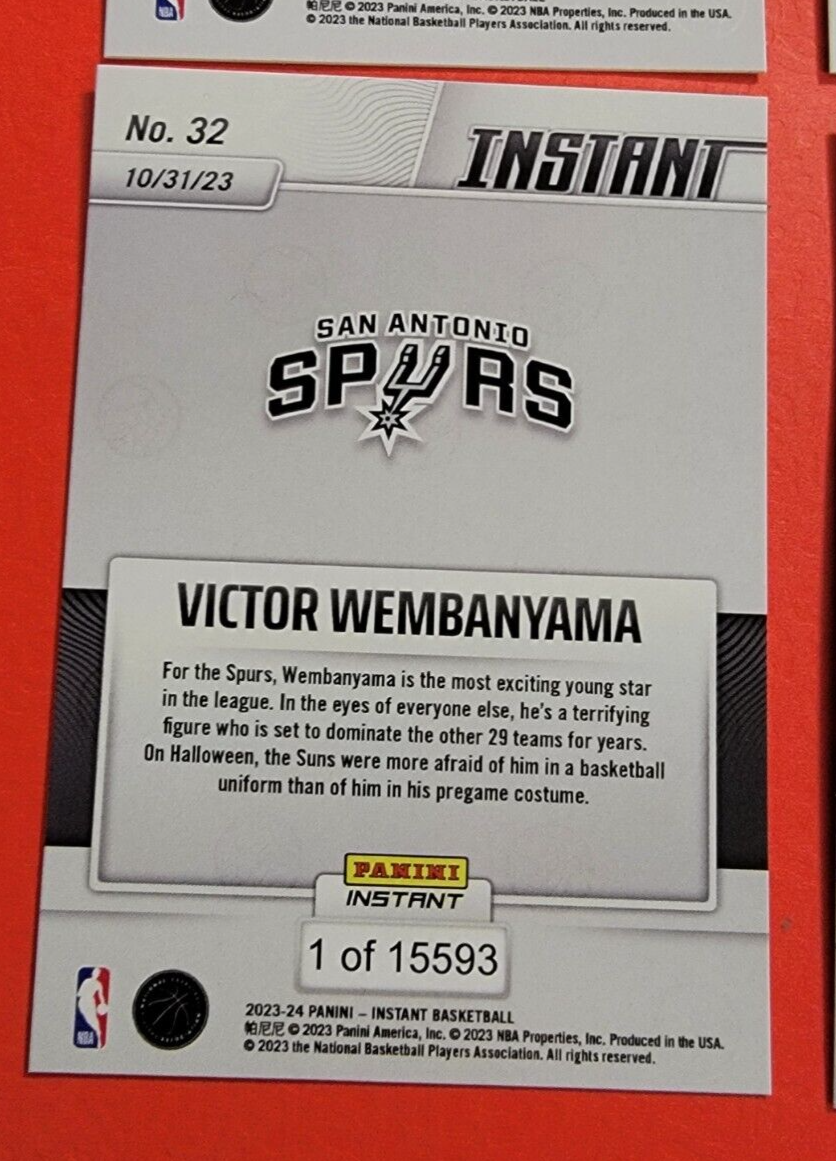 Victor Wembanyama ROOKIE CARDS 6 '23 -24 PANINI INSTANT NOT IN