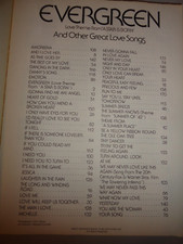1977 Warner Bros EVERGREEN and Other Great Love Songs Music Song book